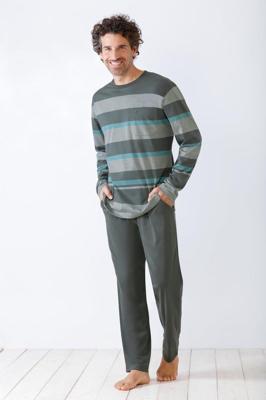 Grijs gestreepte herenpyjama van Hajo Grijs gestreepte herenpyjama van Hajo