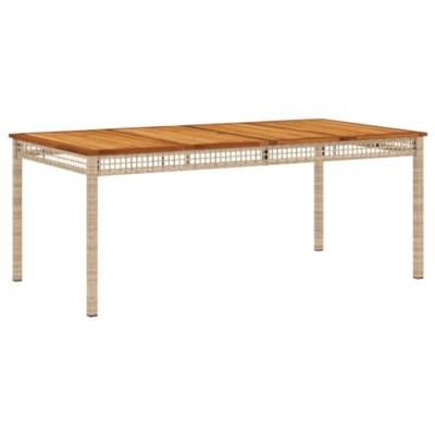 Tuintafel 180x90x75 cm poly rattan en acaciahout beige Tuintafel 180x90x75 cm poly rattan en acaciahout beige