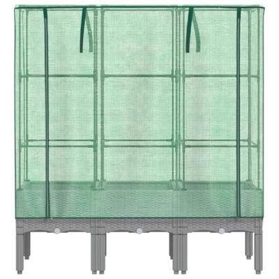 Plantenbak verhoogd met kashoes 120x40x140 cm rattanlook