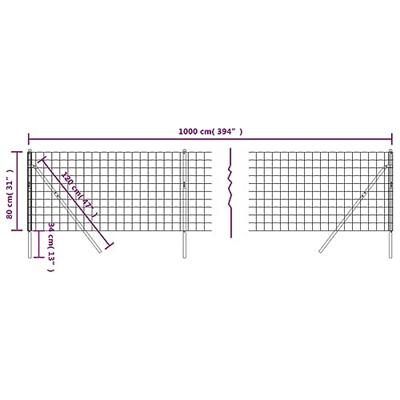 VidaXL Draadgaashek 0,8x10 m gegalvaniseerd staal antracietkleurig