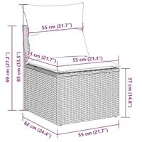 Tuinbank zonder armleuning met kussens poly rattan zwart - thumbnail