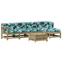 6-delige Loungeset met kussens geïmpregneerd grenenhout - thumbnail