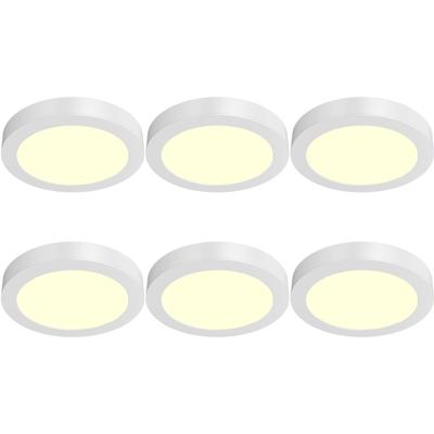 LED Downlight Opbouwspot 6 Stuks - Brinton Thin - 12W 1120lm 120° Bundelhoek - Warm Wit 3000K - IP40 - Rond - Wit - Ø172mm