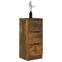 Dressoirs 2 st 30x30x70 cm bewerkt hout gerookt eikenkleurig - thumbnail