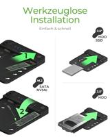 ICY BOX IB-2913MCL-C31 USB 3.2 Gen 2 (3.1 Gen 2) Type-C Zwart - thumbnail