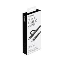 Celly Duo kabel 100W C naar C + Lightning 1m, zwart - thumbnail