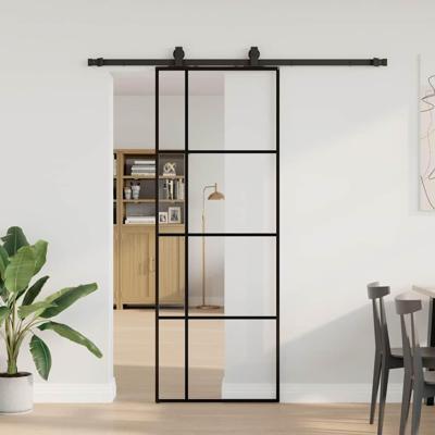 Schuifdeur met beslagset 76x205 cm ESG glas zwart