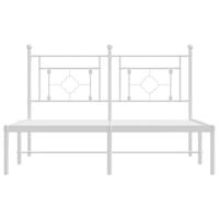 Bedframe met hoofdbord metaal wit 140x200 cm - thumbnail