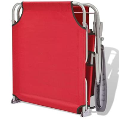 Ligbed met luifel staal rood