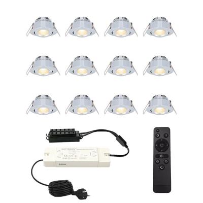 Complete Set van 12 Sienna Mini Inbouwspots 12V 3W spots - 2700K warm wit - IP44 waterdicht - kantelbaar - Dimbaar - Verandaspots - Lage inbouwdiepte