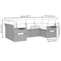 6-delige Loungeset met kussens poly rattan zwart - thumbnail