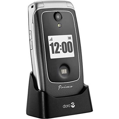 Primo 418 by Doro grafiet GSM grote toetsen mobiele telefoon met groot kleurendisplay, valsensor, zaklamp, FM-radio, kalender, incl. tafellaadstation grafiet