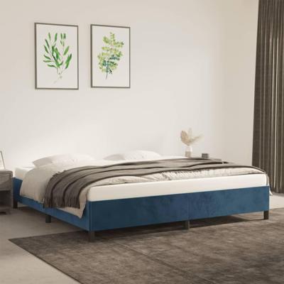 Bedframe zonder matras 200x200 cm fluweel donkerblauw