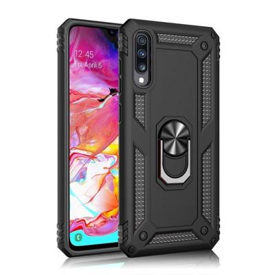 Armor schokbestendige TPU + PC beschermhoes voor Galaxy A70 met 360 graden rotatie houder (zwart)