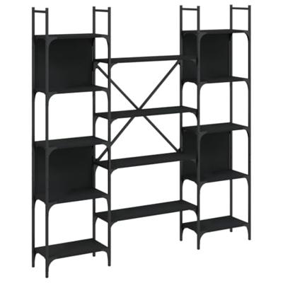 Boekenkast 155,5x24x166,5 cm bewerkt hout zwart
