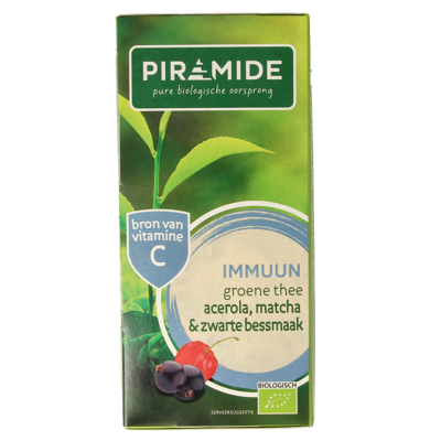 Piramide Immuun groene thee acerola matcha & zwarte bes bio 20 Zakjes