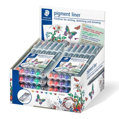 Fineliner staedtler pigment 308 0.5mm 6 st ass Fineliner staedtler pigment 308 0.5mm 6 st ass