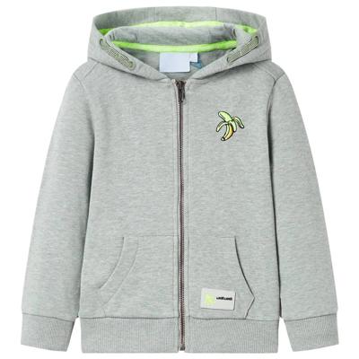 Kindervest met capuchon en rits 116 gemleerd lichtkaki Kindervest met capuchon en rits 116 gemleerd lichtkaki