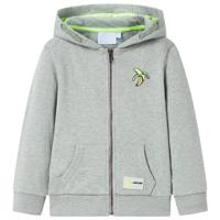 Kindervest met capuchon en rits 116 gemleerd lichtkaki - thumbnail
