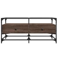 Salontafel met glazen blad 98,5x50x45 cm sonoma eiken staal - thumbnail