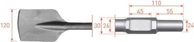 Rotec 6-kant spadebeitel 120x400mm 6-kant ø30,0 / ø24x55mm - 2155220