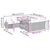 11-delige Loungeset met kussens poly rattan grijs - thumbnail