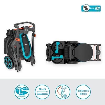 GARDENA PowerMax Duo 46/36V P4A Ready-To-Use-Set Accu-grasmaaier Accu Incl. 2 accus, Incl. oplader, Met graskam, Instelbare maaihoogte 18 V Snijbreedte max. 46 GARDENA PowerMax Duo 46/36V P4A Ready-To-Use-Set Accu-grasmaaier Accu Incl. 2 accus, Incl. oplader, Met graskam, Instelbare maaihoogte 18 V Snijbreedte max. 46