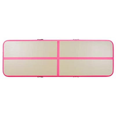 Gymnastiekmat met pomp opblaasbaar 500x100x10 cm PVC roze - thumbnail