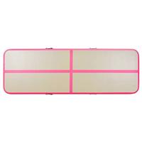 VidaXL Gymnastiekmat met pomp opblaasbaar 400x100x10 cm pvc roze - thumbnail