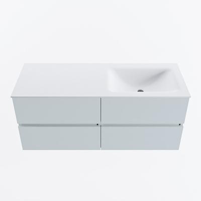 MONDIAZ VICA 120cm badmeubel onderkast Clay 4 lades. Wastafel CLOUD rechts zonder kraangat, kleur Talc.