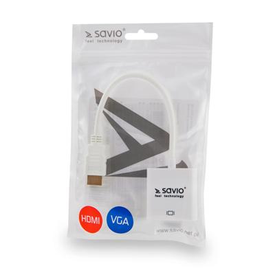 Savio CL-27 video kabel adapter 0,2 m VGA (D-Sub) HDMI Type A (Standaard) Wit