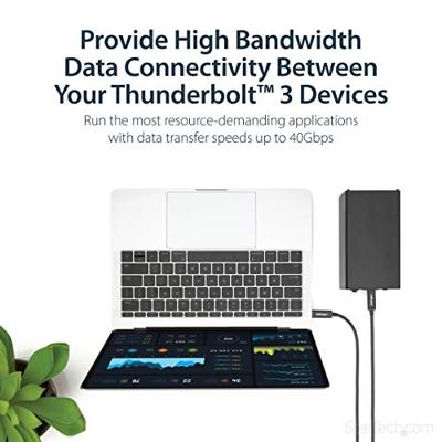 StarTech.com 1 m Thunderbolt 3 kabel, USB type C oplaadkabel, 40 Gbit/s Thunderbolt 3 kabel, USB-C naar USB-C-kabel, Thunderbolt 3 USB-C-kabel, TB3-kabel (TBLT3MM1MA)