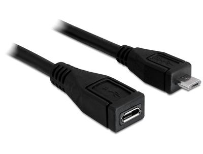 Delock 83248 USB-kabel USB 2.0 USB-micro-B stekker, USB-micro-B bus 1.00 m Zwart
