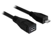 Delock 83248 USB-kabel USB 2.0 USB-micro-B stekker, USB-micro-B bus 1.00 m Zwart - thumbnail