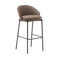 Kave Home Barkruk 'Eamy' Lederlook, kleur Bruin (zithoogte 77cm) - thumbnail