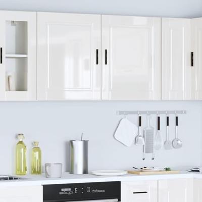 Keukenbovenkasten 2 st Porto bewerkt hout hoogglans wit
