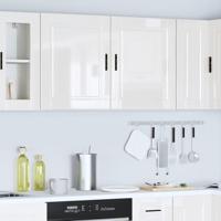 Keukenbovenkasten 2 st Porto bewerkt hout hoogglans wit - thumbnail