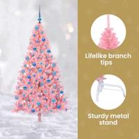 VidaXL Kunstmatig voorverlicht kerstboom met 300 led roze 180 cm pvc - thumbnail