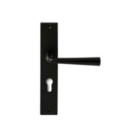 Hardbrass Deurkruk Mikonos op rechthoekig langschild profielcilindergat 72mm - zwart - thumbnail