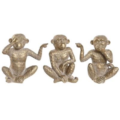 Decoratieve figuren Home ESPRIT Gouden Aap Tropisch 14 x 10 x 14 cm (3 Stuks) Decoratieve figuren Home ESPRIT Gouden Aap Tropisch 14 x 10 x 14 cm (3 Stuks)
