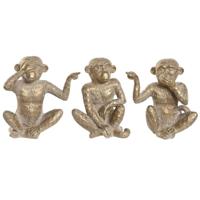 Decoratieve figuren Home ESPRIT Gouden Aap Tropisch 14 x 10 x 14 cm (3 Stuks) - thumbnail