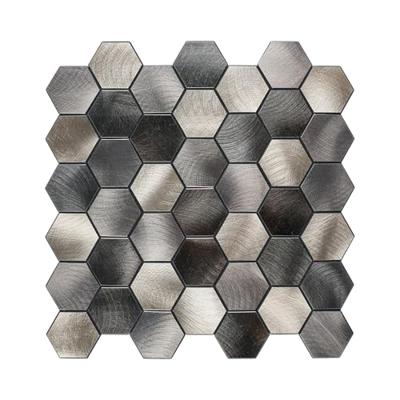 Mozaïek Isodeco Steenstrip Hexagon Zelfklevend 30.5x30.5 cm Cobalt Antraciet Goud Isodeco