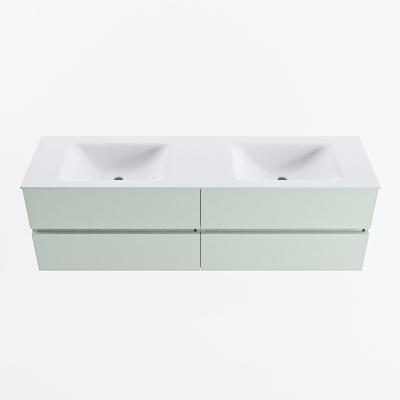 MONDIAZ VICA 160cm badmeubel onderkast Greey 4 lades. Wastafel CLOUD dubbel 2 kraangaten, kleur Talc.