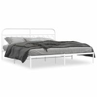 Bedframe met hoofdbord metaal wit 200x200 cm - thumbnail