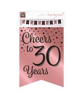 Verjaardagsslinger Vaandel 30 Jaar Roze/Zwart (6m) - thumbnail