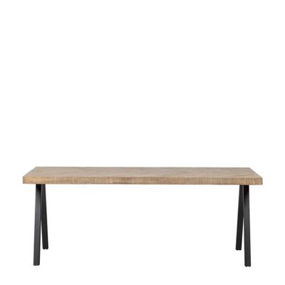 WOOOD Eettafel 'Tablo' Mangohout Visgraat, met 2-standen poot, 180 x 90cm
