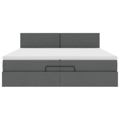 Ottoman bed met matrassen en LED's 200x200cm stof donkergrijs