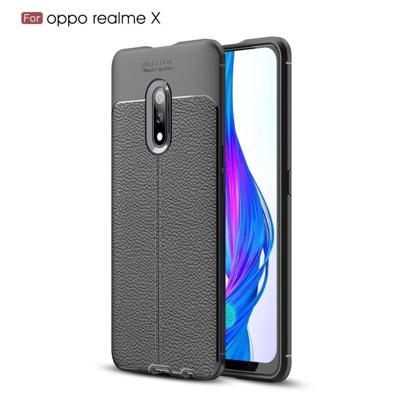 Litchi textuur TPU schokbestendig geval voor OPPO Realme X (zwart)