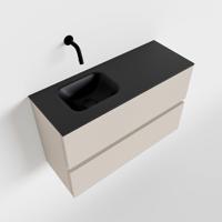 MONDIAZ ADA 80cm toiletmeubel linen. LEX wastafel urban links zonder kraangat - thumbnail