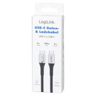 LogiLink CU0424 USB-C-kabel USB 2.0 USB-C stekker 2.00 m Zwart Met LED, Stekker past op beide manieren - thumbnail
